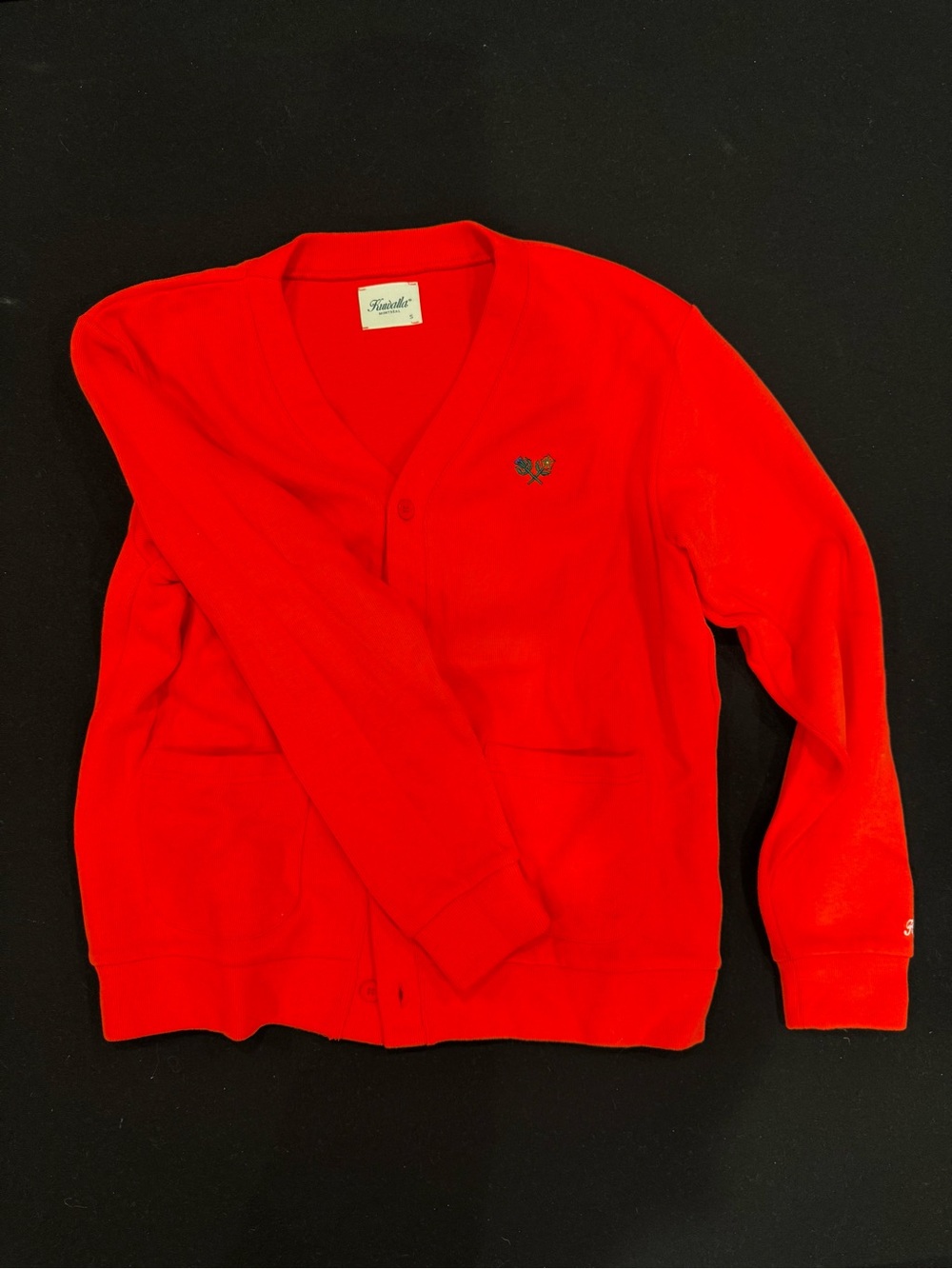 Kuwala Red V-Neck Men's Cardigan Sweater